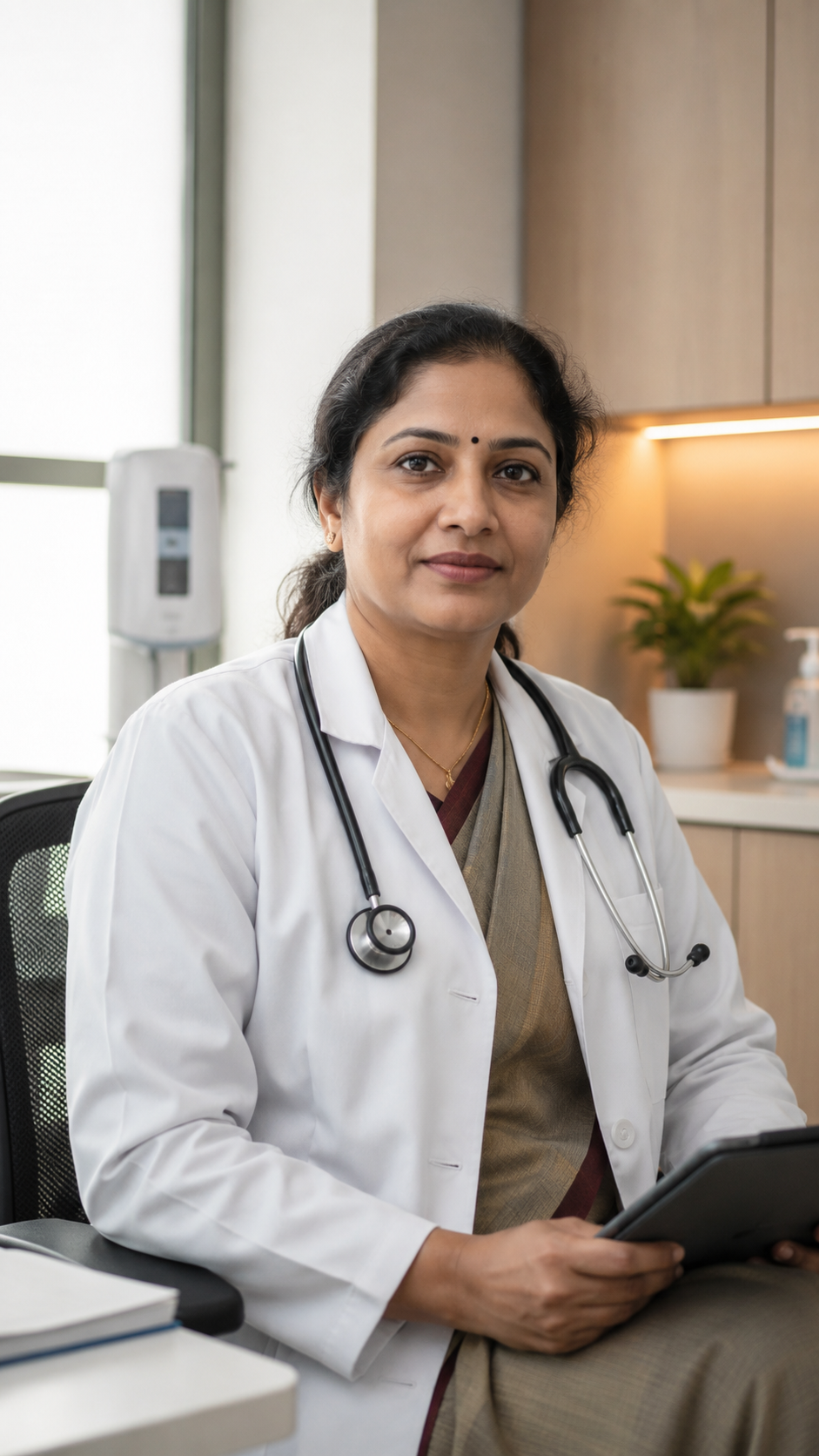 Doctor ready for a prepared Simflo-supported consultation.