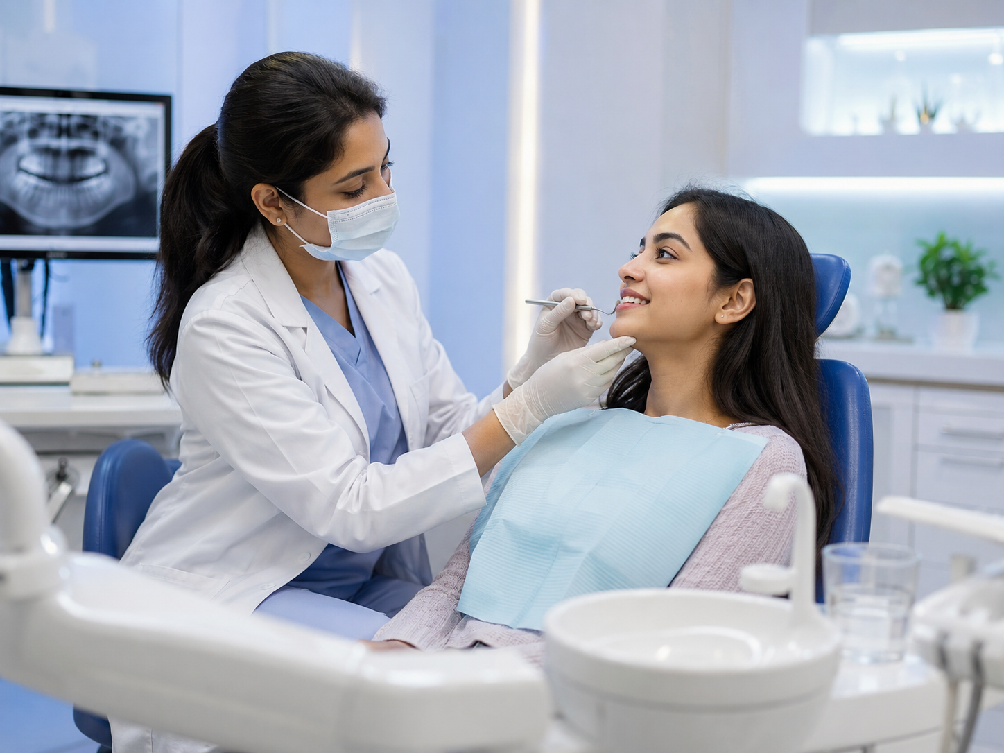 Doctor using a prepared patient intake before starting an assessment.